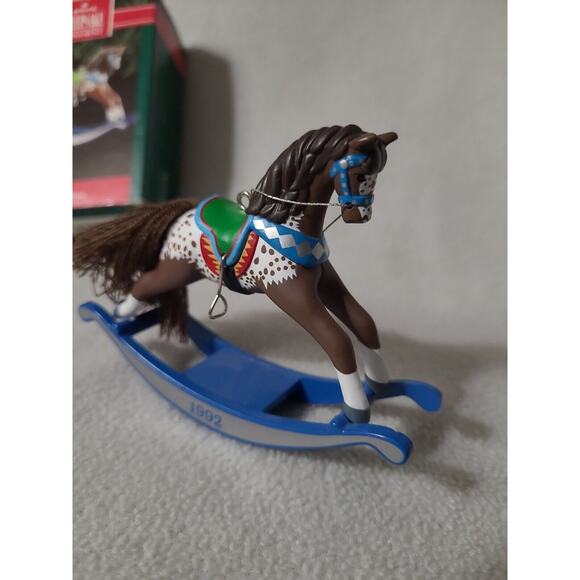 1992 Hallmark Keepsake Rocking Horse Christmas Ornament 12th Blue Lace Cover - Picture 3 of 6
